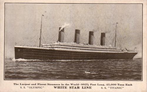 RMS Olympic / Titanic postcard-style profile view