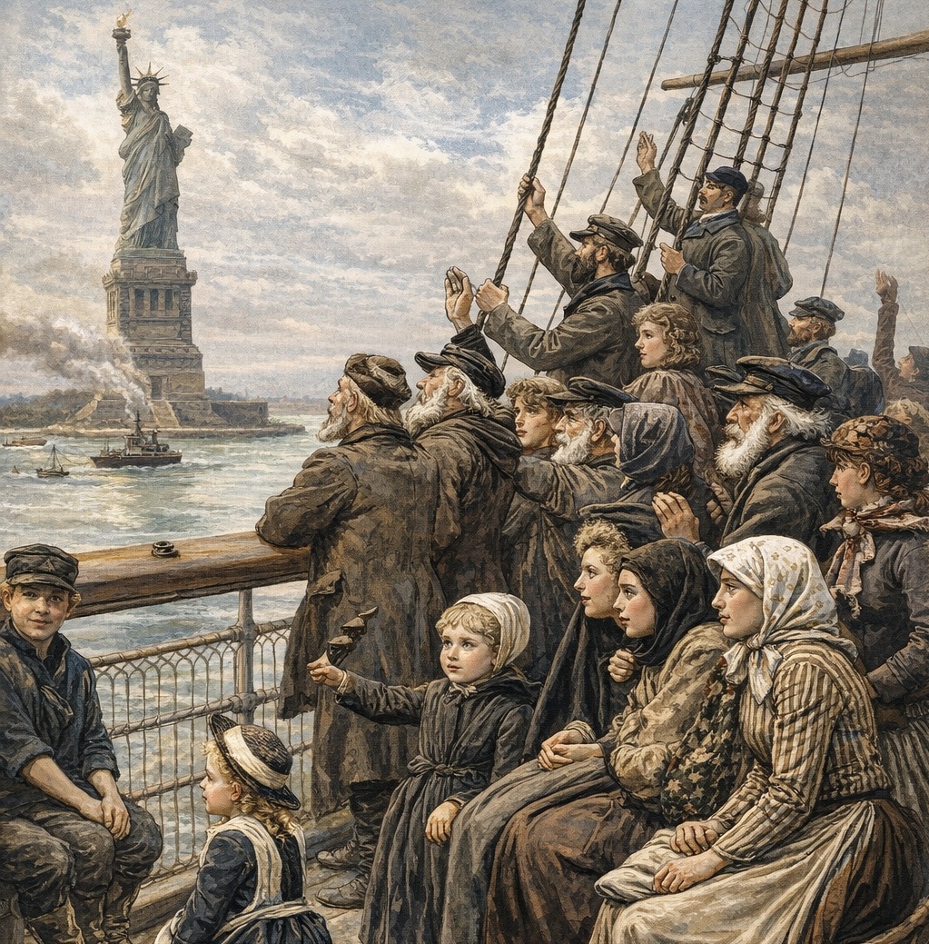 Immigrant-era ocean liner representing different passenger classes