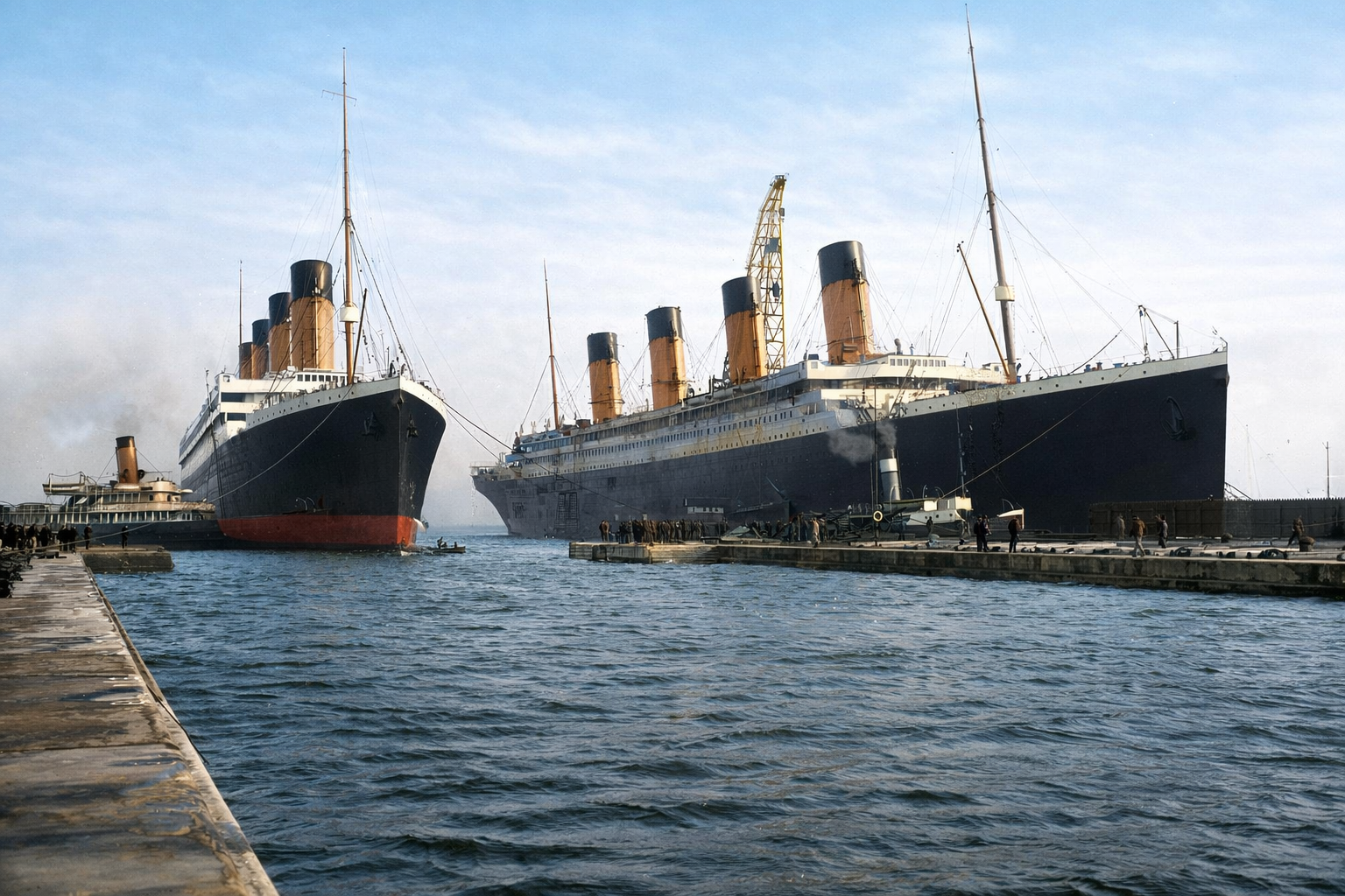 Titanic-related feature image for the Olympic and Titanic sister ships.