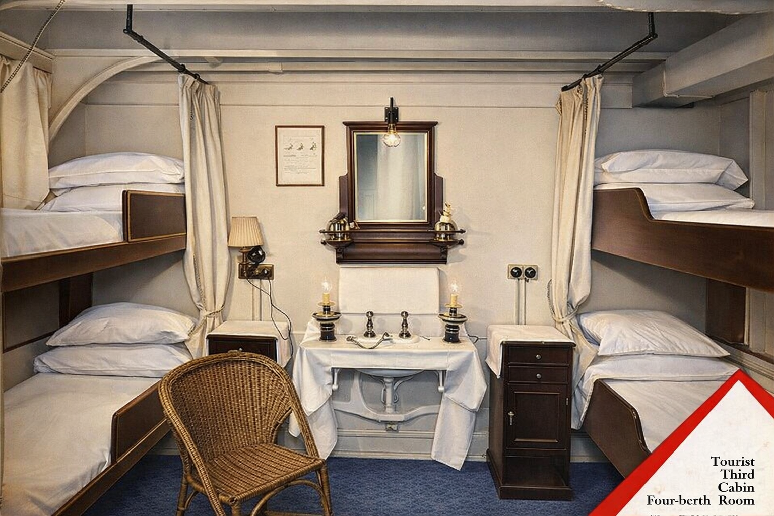 Ocean liner passenger accommodation representing migration and tourism markets