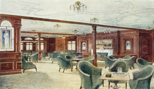 First-class smoking room aboard Titanic or a historically grounded reconstruction