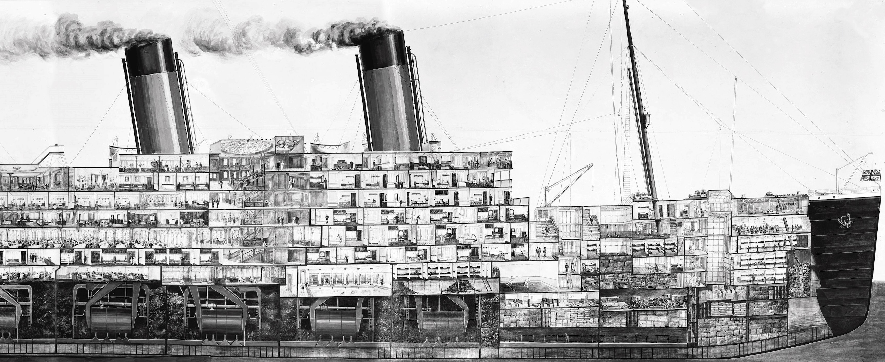 First cut-away or general arrangement illustration of RMS Britannic
